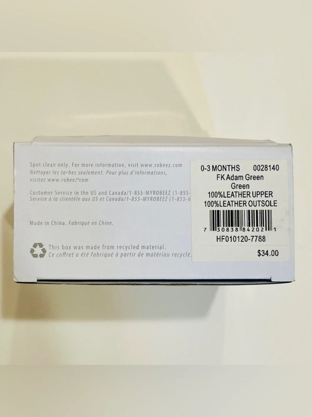 NEW IN BOX! ROBEEZ ADAM GREEN 0-3 MONTHS FIRST KICKS SNEAKERS